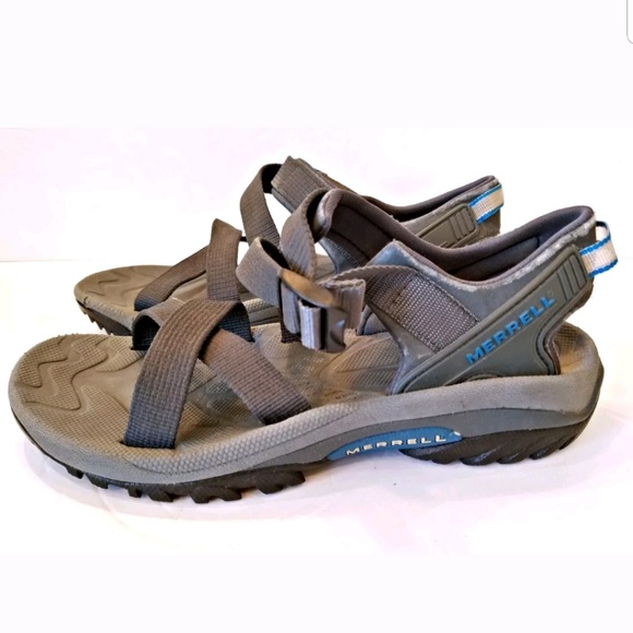 Merrell | Shoes | Merrell Anaconda Hiking Sandals Gray Blue | Poshmark
